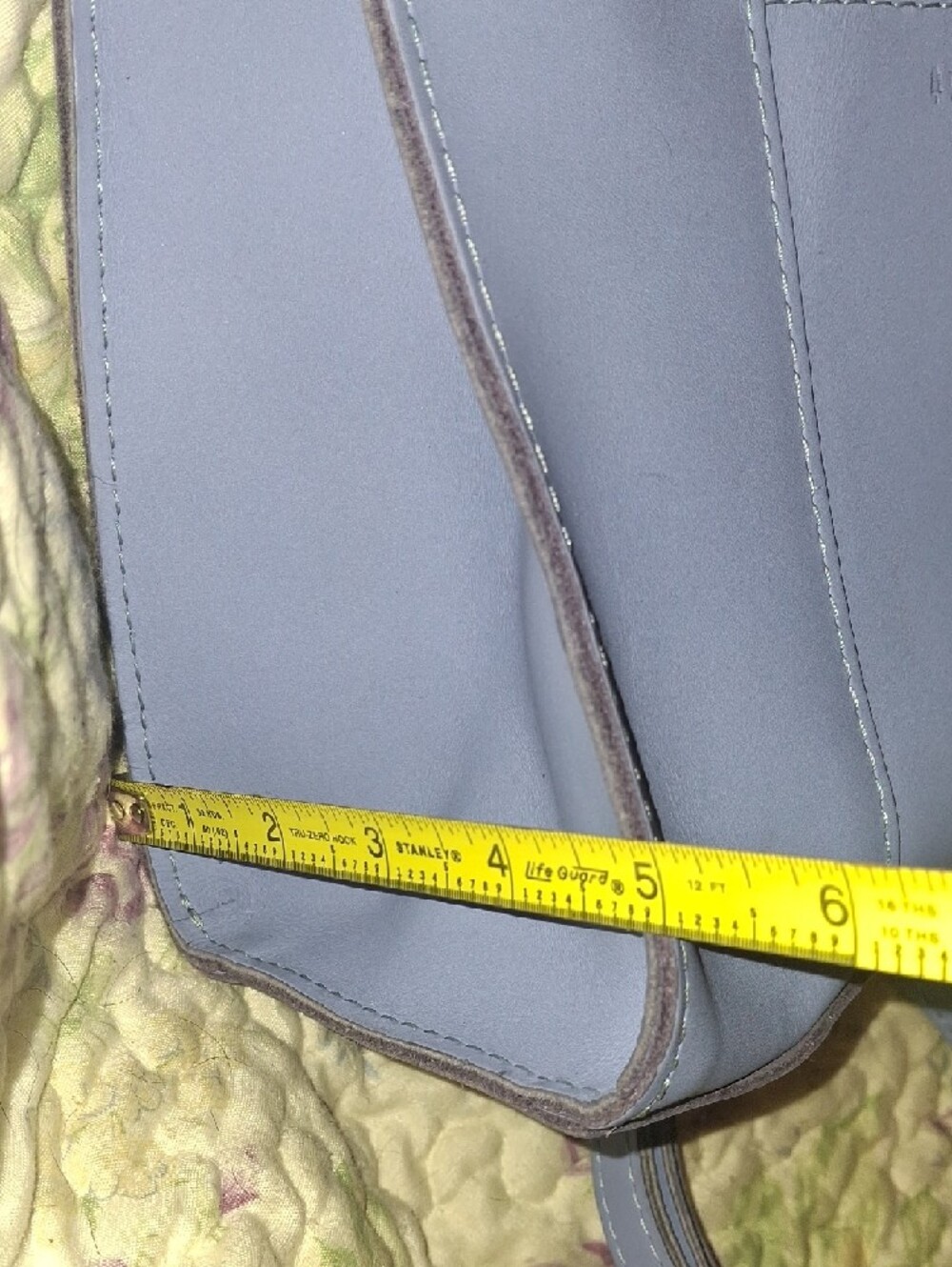 Light Blue Leather Tote with Removable Strap - Picture 7 of 16
